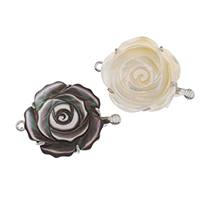 Zinc Alloy Bayonet Clasp, with Black Shell & White Shell, Flower, platinum color plated & single-strand, lead & cadmium free Approx 1.5mm 