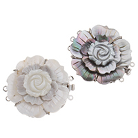 Zinc Alloy Bayonet Clasp, with Black Shell & White Shell, Flower, platinum color plated & , lead & cadmium free Approx 1-2.5mm 