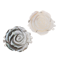 Zinc Alloy Bayonet Clasp, with Black Shell & White Shell, Flower, platinum color plated & , lead & cadmium free Approx 1.5-2mm 