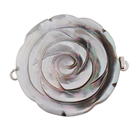 Zinc Alloy Bayonet Clasp, with White Shell, Flower, platinum color plated, single-strand, lead & cadmium free Approx 2mm 