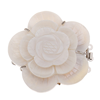 Zinc Alloy Bayonet Clasp, with White Shell, Flower, platinum color plated , lead & cadmium free Approx 1.5-2mm 