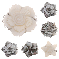 Zinc Alloy Bayonet Clasp, with Black Shell & White Shell, Flower, platinum color plated & , lead & cadmium free Approx 1-2mm 