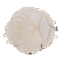 Zinc Alloy Bayonet Clasp, with White Shell, Flower, platinum color plated , lead & cadmium free Approx 1.5-2mm 