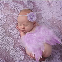 Feather Photo Shoot Props, with Etamine & nylon elastic cord & Plastic Pearl, elastic & for children & with rhinestone Approx 14.9 Inch 