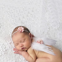 Feather Photo Shoot Props, with nylon elastic cord & Satin Ribbon & Plastic Pearl, elastic & for children Approx 14.9 Inch 