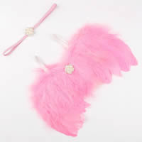 Feather Photo Shoot Props, with nylon elastic cord & Plastic Pearl & Zinc Alloy, platinum color plated, elastic & for children & with rhinestone Approx 14.9 Inch 