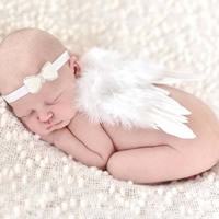 Feather Photo Shoot Props, with nylon elastic cord & Satin Ribbon & Plastic Pearl, elastic & for children Approx 14.9 Inch 