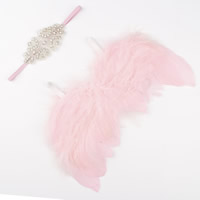 Feather Photo Shoot Props, with nylon elastic cord & Glass Seed Beads, elastic & for children & with rhinestone Approx 14.9 Inch 