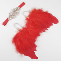 Feather Photo Shoot Props, with nylon elastic cord & Satin Ribbon & Glass Seed Beads, elastic & for children & with rhinestone Approx 14.9 Inch 