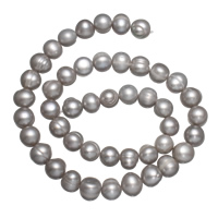 Perle comme Pommes de terre perles d'eau douce, perle d'eau douce cultivée, pomme de terre, gris, 8-9mm Environ 0.8mm Environ 15 pouce, Vendu par brin