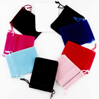 Velvet Jewelry Pouches Bags, Velveteen, mixed colors 