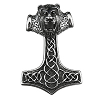 Edelstahl Thor Hammer Anhänger, Thors Hammer, Schwärzen, 37x54x22mm, Bohrung:ca. 8mm, verkauft von PC