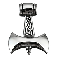 Edelstahl Thor Hammer Anhänger, Thors Hammer, Schwärzen, 35x47x14mm, Bohrung:ca. 8mm, verkauft von PC