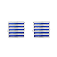 Zinc Alloy Cufflinks, Square, platinum color plated, for man & enamel & stripe 