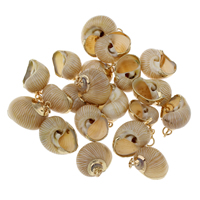 Trompette Shell pendentif en laiton, coquille de trompette, avec laiton, conque, Placage de couleur d'or Environ 5.5mm, Vendu par PC