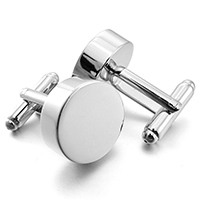 Stainless Steel Cufflink, Flat Round, original color 