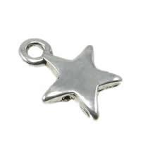 Colgantes de estrella de aleación de cinc, aleación de zinc, chapado en color de plata, libre de plomo & cadmio, 9x11x2mm, agujero:aproximado 2mm, Vendido por UD