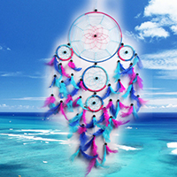 Mode Dreamcatcher, Fibre de polyester, avec plume & bois, glandpompon, peinture, 700-750mm, Vendu par PC