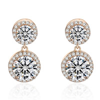 Boucles d'oreilles en laiton zircon cubique, avec zircon cubique, acier inoxydable puce boucle d'oreille, plaqué de couleur d'or KC, pour femme, protéger l'environnement, sans nickel, plomb et cadmium Vendu par paire