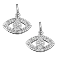 Cubic Zirconia Micro Pave Brass Pendant, Eye, platinum plated, micro pave cubic zirconia Approx 4.9mm 