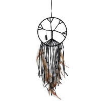 Fashion Dream Catcher, Iron, with Feather & Cotton & Wood, black, 68cm 