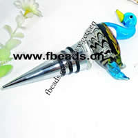 Lampwork Bottle Stopper, with Zinc Alloy, Duck, 123mm 