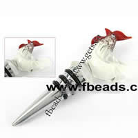 Lampwork Bottle Stopper, with Zinc Alloy, Chicken, 126mm 