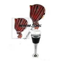 Lampwork Bottle Stopper, with Zinc Alloy, Twist, silver foil, 120mm 