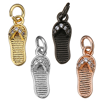 Colgante de Micro Pavé de Zirconía Cúbica, metal, Zapatos, chapado, micro arcilla de zirconia cúbica, más colores para la opción, 5x14x3.5mm, agujero:aproximado 3mm, Vendido por UD