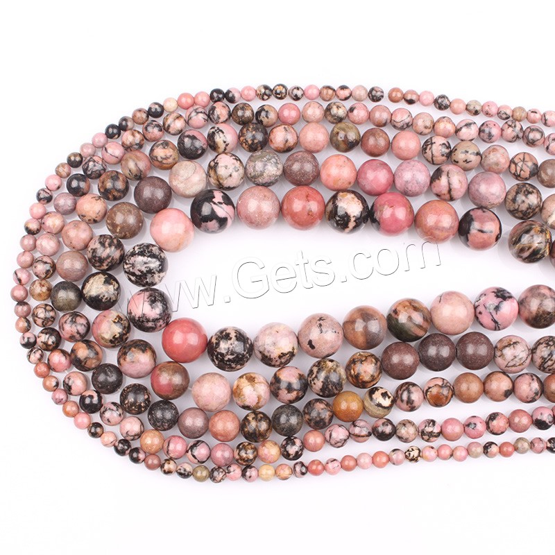 Black Stripes Rhodochrosite Stone Beads, Round, different size for choice, Length:Approx 15.5 Inch, Sold By Strand