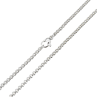 Chaîne collier de mode en acier inoxydable, Épais en argent Sterling 925 plaqué, chaîne Rolo & pour femme Environ 19 pouce Vendu par sac