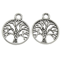 Pendentif arbre de vie, alliage de zinc, Plaqué de couleur d'argent, sans plomb et cadmium Environ 1.5mm, Environ Vendu par kg