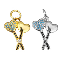 Cubic Zirconia Micro Pave Brass Pendant, Heart, plated, micro pave cubic zirconia Approx 5mm 