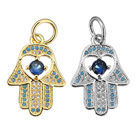 Cubic Zirconia Micro Pave Brass Pendant, Hamsa, plated, micro pave cubic zirconia Approx 5mm 