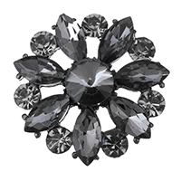 Zinc Alloy Shank Button, with Crystal, Flower, plumbum black color plated, with rhinestone Approx 2.5mm 