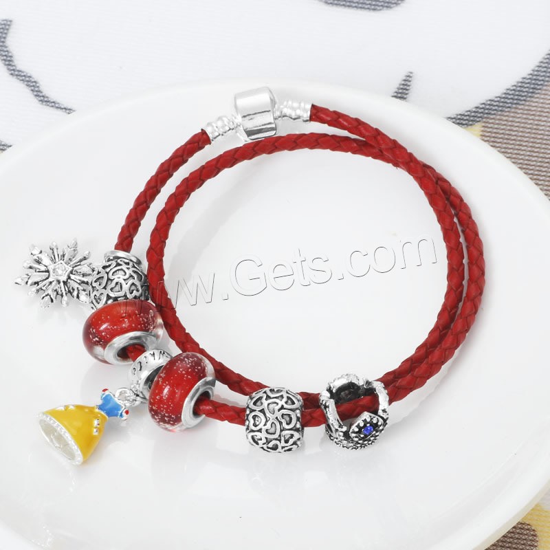Unisex Armband, Zinklegierung, mit Gewachste Hanfschnur & Lampwork, antik silberfarben plattiert, mit 925 logo & unterschiedliche Länge der Wahl & Emaille & mit Strass & 2 strängig, frei von Blei & Kadmium, verkauft von Strang
