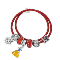 Unisex Armband, Zinklegierung, mit Gewachste Hanfschnur & Lampwork, antik silberfarben plattiert, mit 925 logo & unterschiedliche Länge der Wahl & Emaille & mit Strass & 2 strängig, frei von Blei & Kadmium, verkauft von Strang
