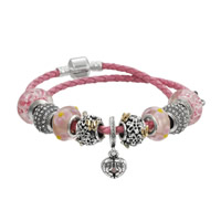 Unisex Bracelet, alliage de zinc, avec Ciré de chanvre & chalumeau, Placage, 925 logo & longueur différente pour le choix & unisexe & avec strass & 2 fils, sans plomb et cadmium, Vendu par brin