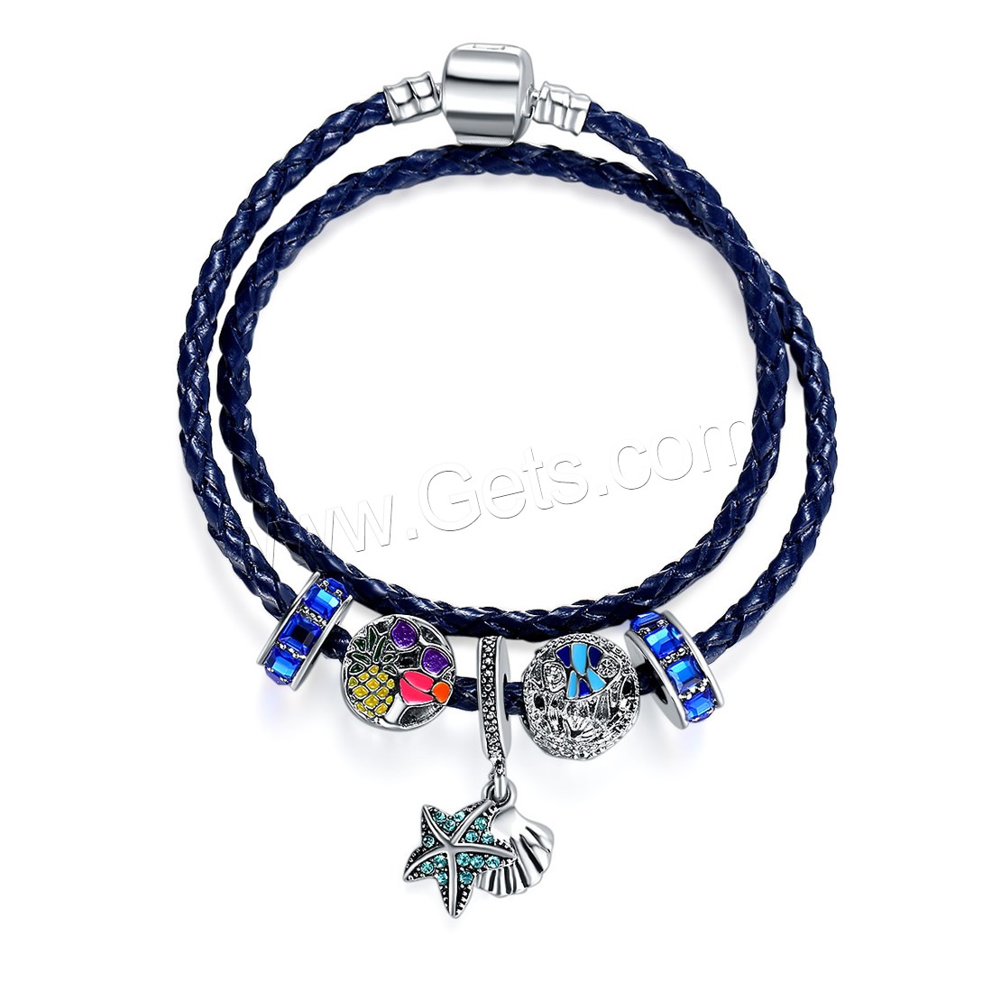 Unisex Bracelet, alliage de zinc, avec Ciré de chanvre & cristal, Plaqué de couleur d'argent, 925 logo & longueur différente pour le choix & unisexe & émail & avec strass & 2 fils, sans plomb et cadmium, Vendu par brin