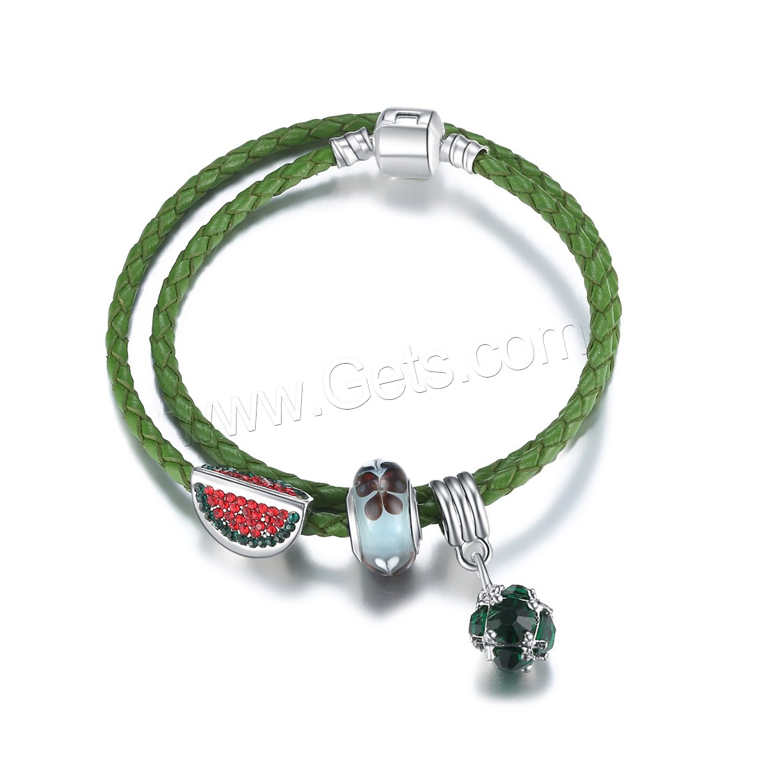 Unisex Armband, Zinklegierung, mit Gewachste Hanfschnur & Lampwork, antik silberfarben plattiert, mit 925 logo & unterschiedliche Länge der Wahl & mit Strass & 2 strängig, frei von Blei & Kadmium, verkauft von Strang