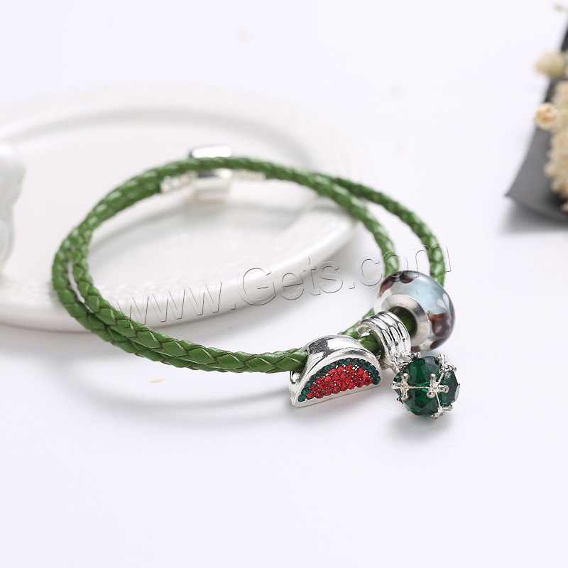 Unisex Armband, Zinklegierung, mit Gewachste Hanfschnur & Lampwork, antik silberfarben plattiert, mit 925 logo & unterschiedliche Länge der Wahl & mit Strass & 2 strängig, frei von Blei & Kadmium, verkauft von Strang