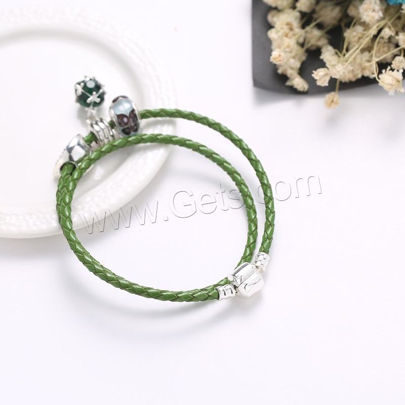 Unisex Armband, Zinklegierung, mit Gewachste Hanfschnur & Lampwork, antik silberfarben plattiert, mit 925 logo & unterschiedliche Länge der Wahl & mit Strass & 2 strängig, frei von Blei & Kadmium, verkauft von Strang