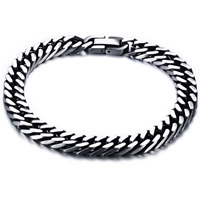 Los hombres de la pulsera y del brazalete, acero inoxidable, diverso tamaño para la opción & cadenilla & para hombre & ennegrezca, longitud:aproximado 8 Inch, Vendido por Sarta