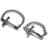 Los hombres de la pulsera y del brazalete, acero inoxidable, Cruces, longitud diferente para la opción & cadenilla & para hombre & ennegrezca, 67x36mm, Vendido por Sarta