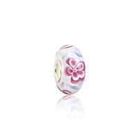 Mode Perle européenne Lampwork, chalumeau, rondelle, Plaqué de couleur d'argent, noyau unique en laiton sans filetage, 8u00d714mm Environ 4.5mm, Vendu par PC