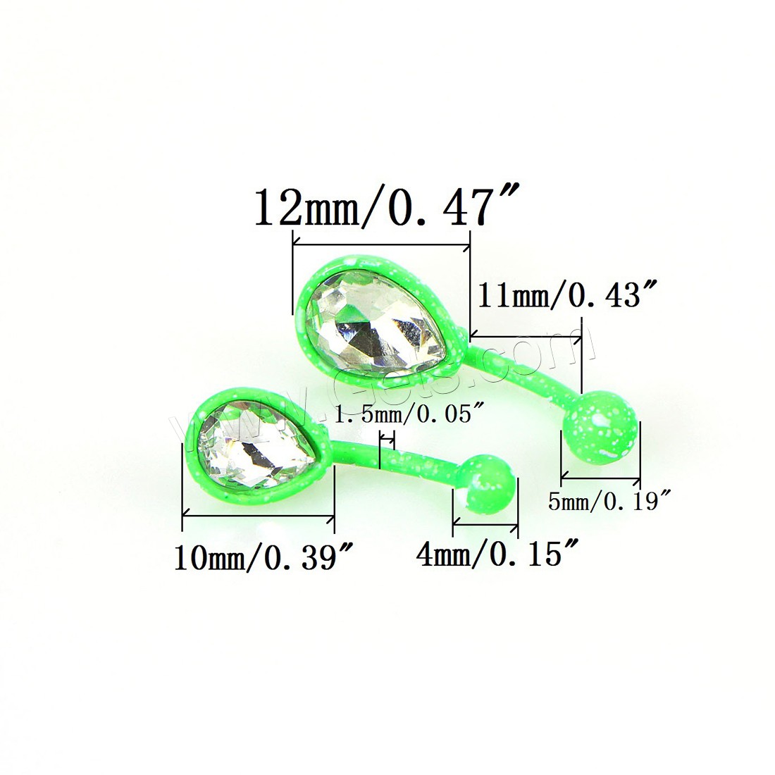 Anneau de ventre en acier inoxydable, acier inoxydable 316L, Placage, unisexe & normes différentes pour le choix & avec strass, 12PC/fixé, Vendu par fixé