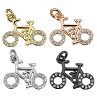 Colgante de Micro Pavé de Zirconía Cúbica, metal, Bicicleta, chapado, micro arcilla de zirconia cúbica, más colores para la opción, 15x12x2mm, agujero:aproximado 2mm, Vendido por UD