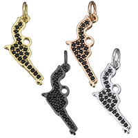 Cubic Zirconia Micro Pave Brass Pendant, Gun, plated, micro pave cubic zirconia Approx 3mm 