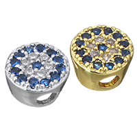 Cubic Zirconia Micro Pave Brass Beads, Flat Round, plated, micro pave cubic zirconia Approx 1.5mm 