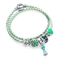 Rindsleder-Armbänder, Zinklegierung, mit Kuhhaut & Lampwork, plattiert, Armband  Bettelarmband & unterschiedliche Länge der Wahl & für Frau & Emaille & 2 strängig, verkauft von Strang